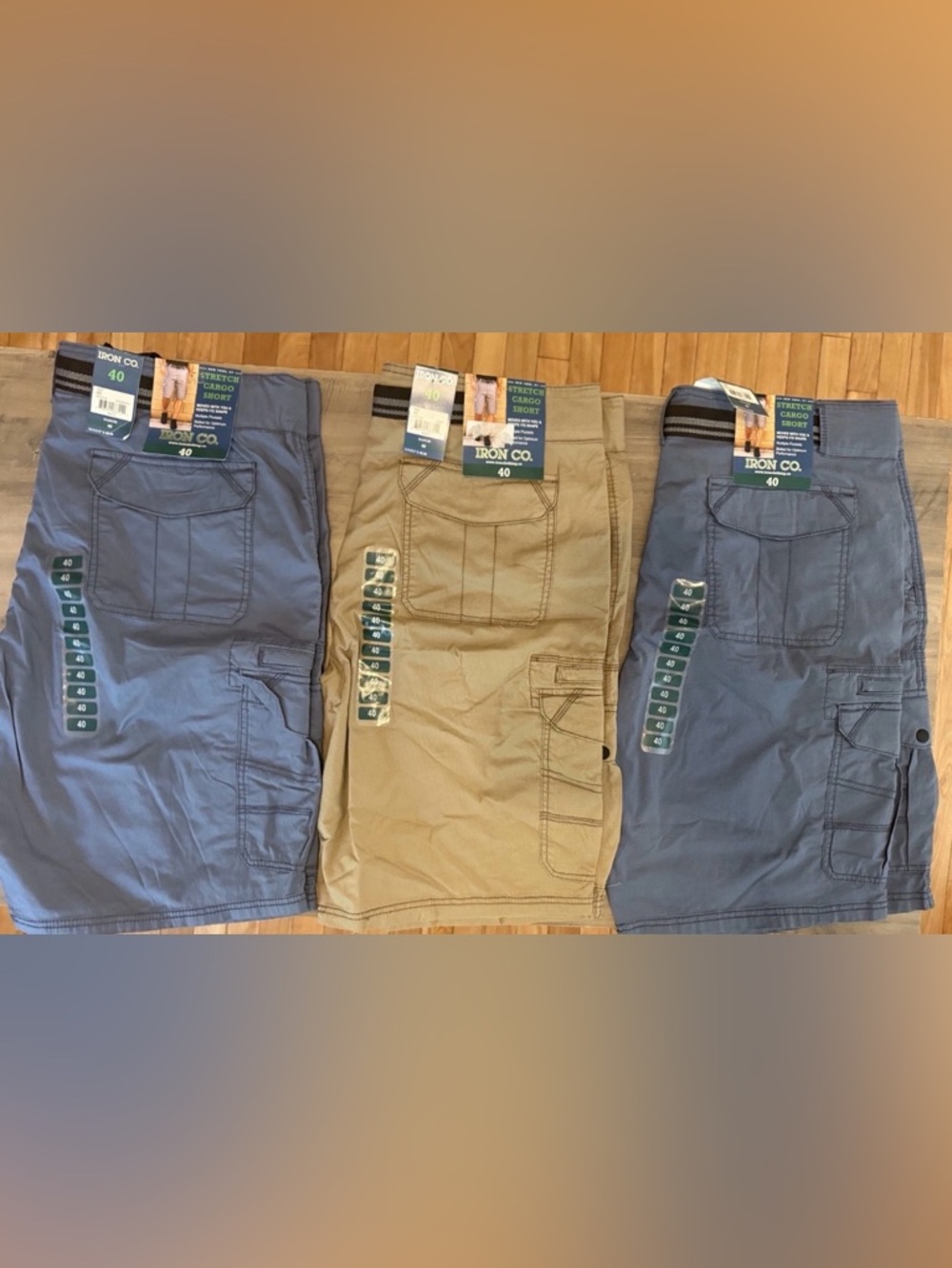 (3) Iron Co Shorts Mens 40 Cargo Belted Outdoor NWT MSRP $48